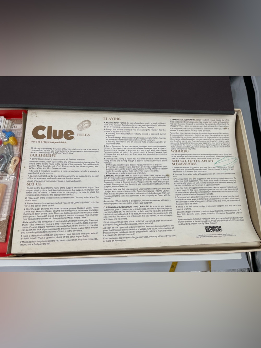 1972 Vintage Clue Parker Brothers - Picture 3 of 8